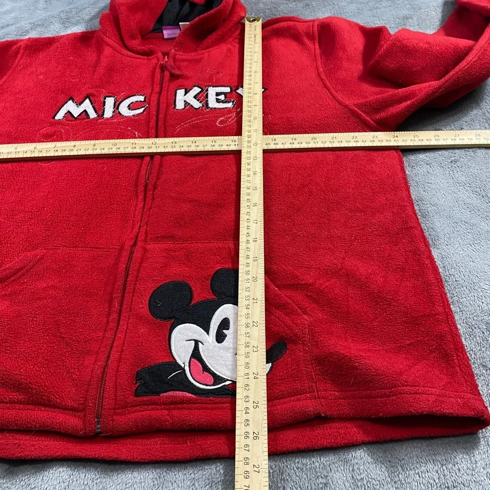 Disney Mickey Mouse Red Fleece Zip Up Hoodie Jacket XL‎ Kids Girls Christmas